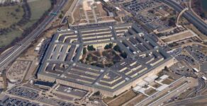 FILE - The Pentagon is seen from Air Force One as it flies over Washington, March 2, 2022. (AP Photo/Patrick Semansky, File)
