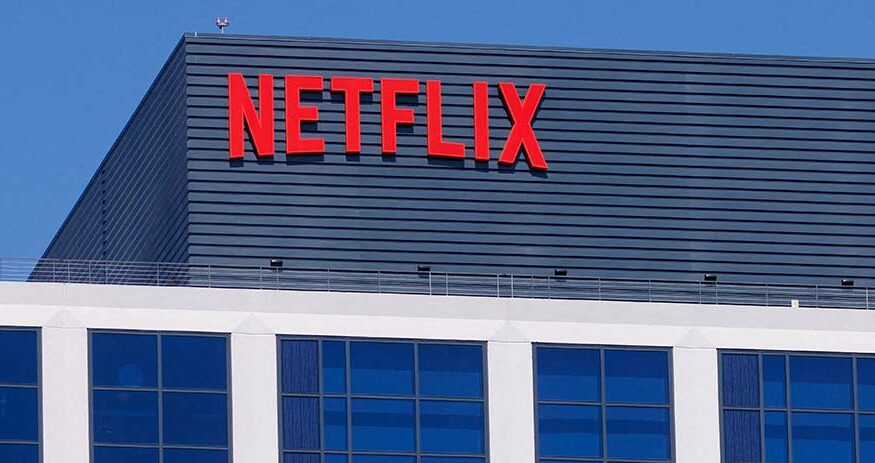 The Netflix logo is shown on one of the company's Hollywood buildings in Los Angeles