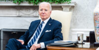 President Joe Biden works in the Oval Office on Sept. 23, 2024