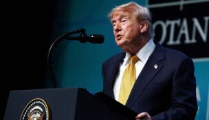 Donald Trump speaks during a press conference on the day of a NATO leaders' summit in Ankara, Turkey