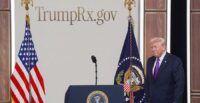 President Donald Trump arrives to an event to unveil the TrumpRx drug discount site, in the South Court Auditorium on the White House campus, in Washington, D.C.,